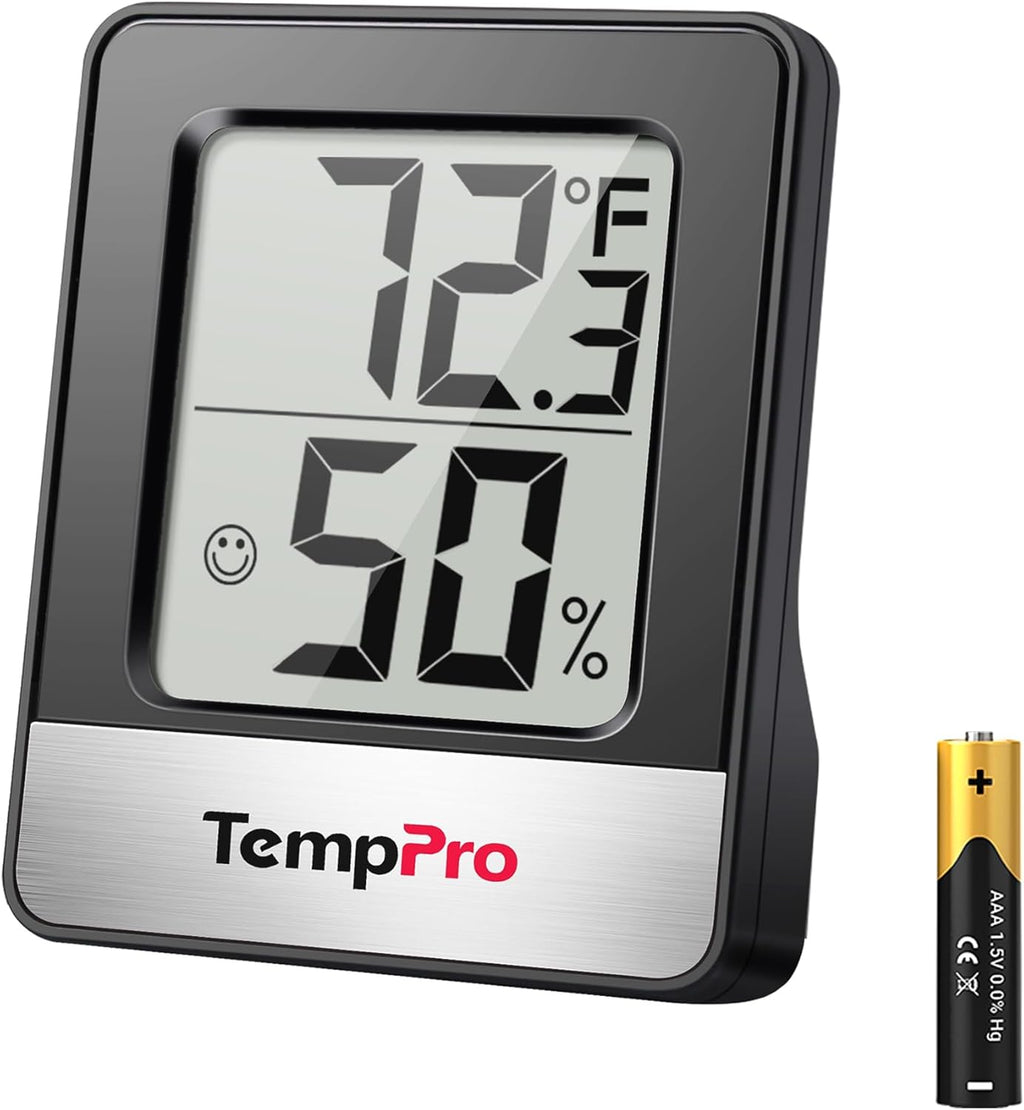 TempPro Digital Hygrometer - Indoor Thermometer with Temperature & Humidity Monitor | Compact Design