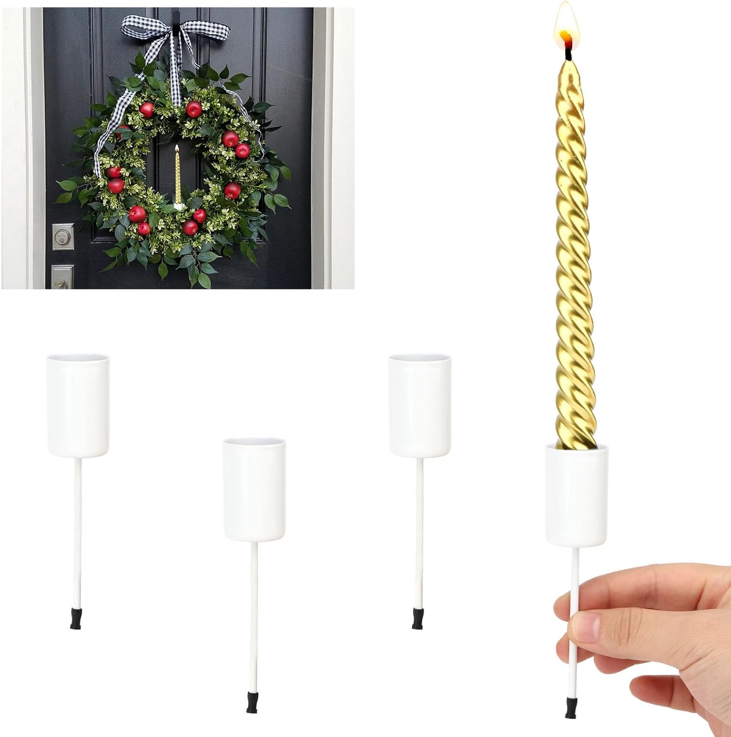 Skiennix Christmas Candle Holder Set - 4 Black Tubes for Pillar Candles | Elegant Wedding & Party Decor