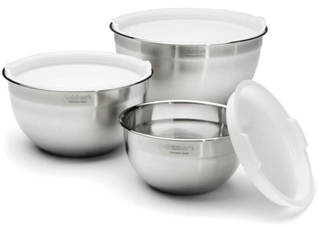 Cuisinart Mixing Bowl Set, Stainless Steel, 3‑Piece Nesting Bowls for Baking, Cooking & Food Prep, CTG-00-SMB