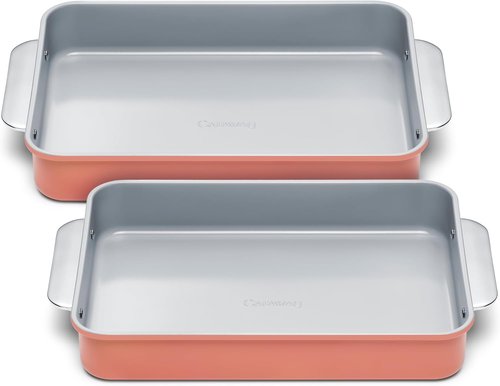 Caraway Non-Stick Ceramic 9”x13” Rectangle Pan Duo - Naturally Slick & Non-Toxic - Perfect for Brownies, Lasagnas & More - Perracotta