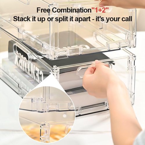 Foldable Plastic Baskets by [Brand Name] - Stackable Storage Solution with Handles | 2-Pack for Home, Office, Outdoor (8.07"x 6.1"x 3.74")