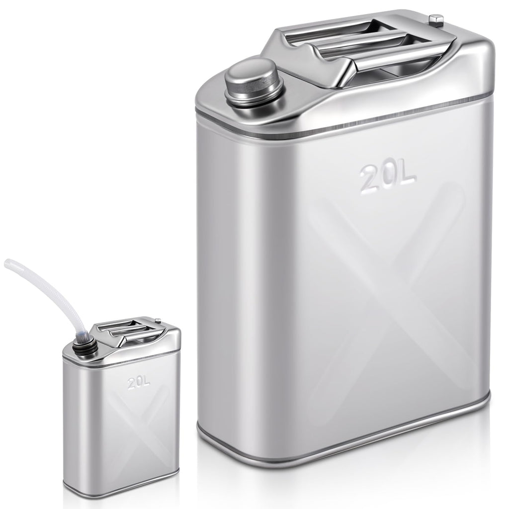 Blulu 1 Pcs 5 Gallon Stainless Cooking Oil Storage Can Commercial 304 Food Safety Fryer Oil Storage Container Distributor with Guide Pipe and Lid for Kitchens Restaurants Food Trucks