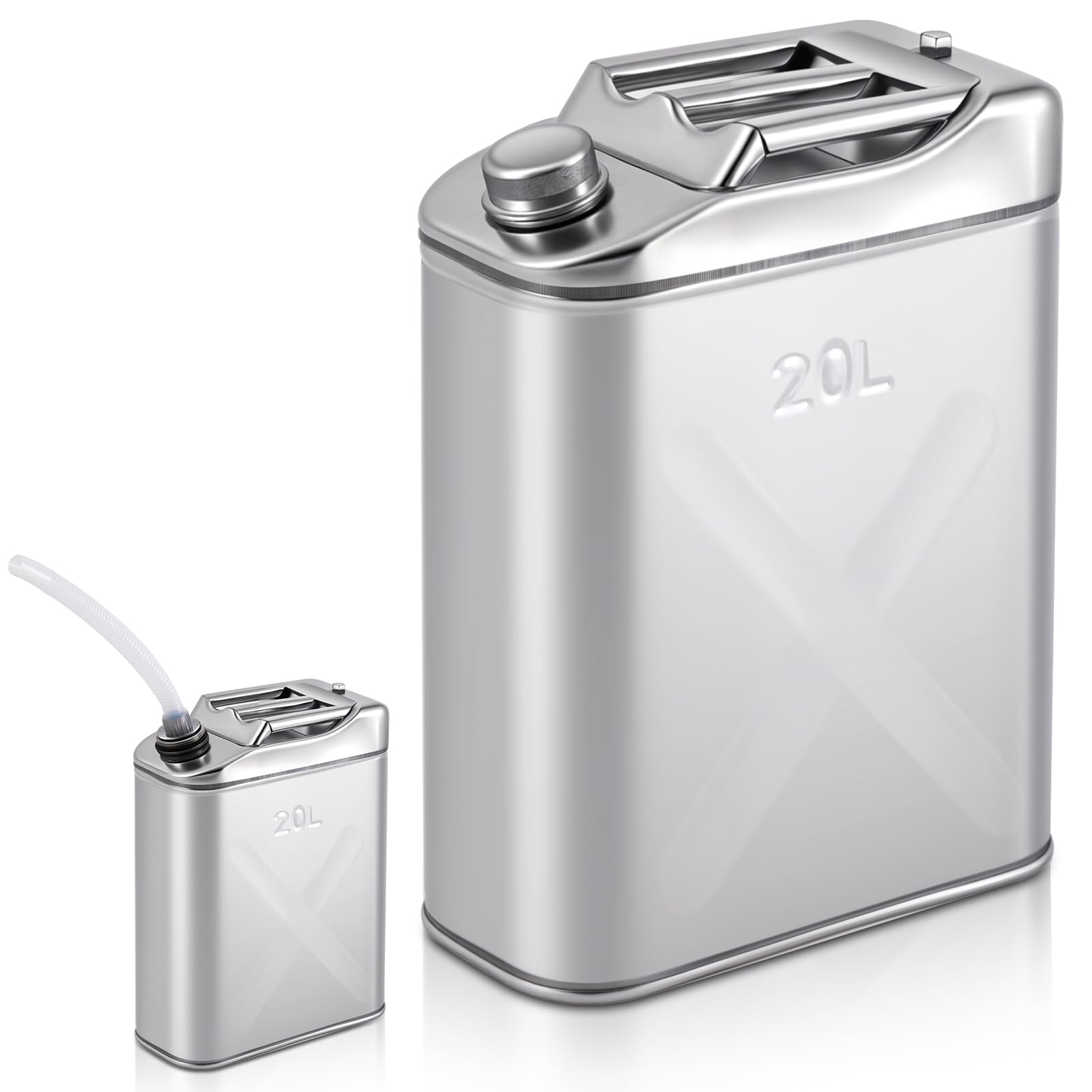 Blulu 1 Pcs 5 Gallon Stainless Cooking Oil Storage Can Commercial 304 Food Safety Fryer Oil Storage Container Distributor with Guide Pipe and Lid for Kitchens Restaurants Food Trucks