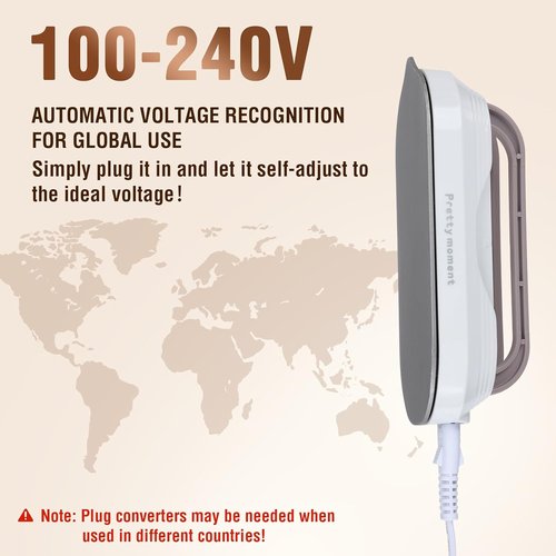 Biupky Mini Travel Iron - Fast Heating 300W with Ceramic Non-Stick Soleplate | Lightweight 0.8lbs
