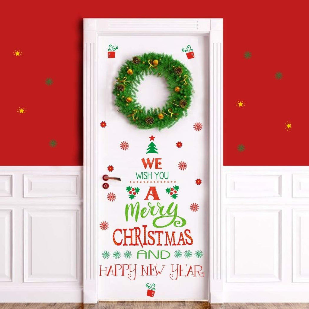 TOARTi Merry Christmas Wall Decals - Happy New Year Quotes & Snowflake Stickers for Festive Decor