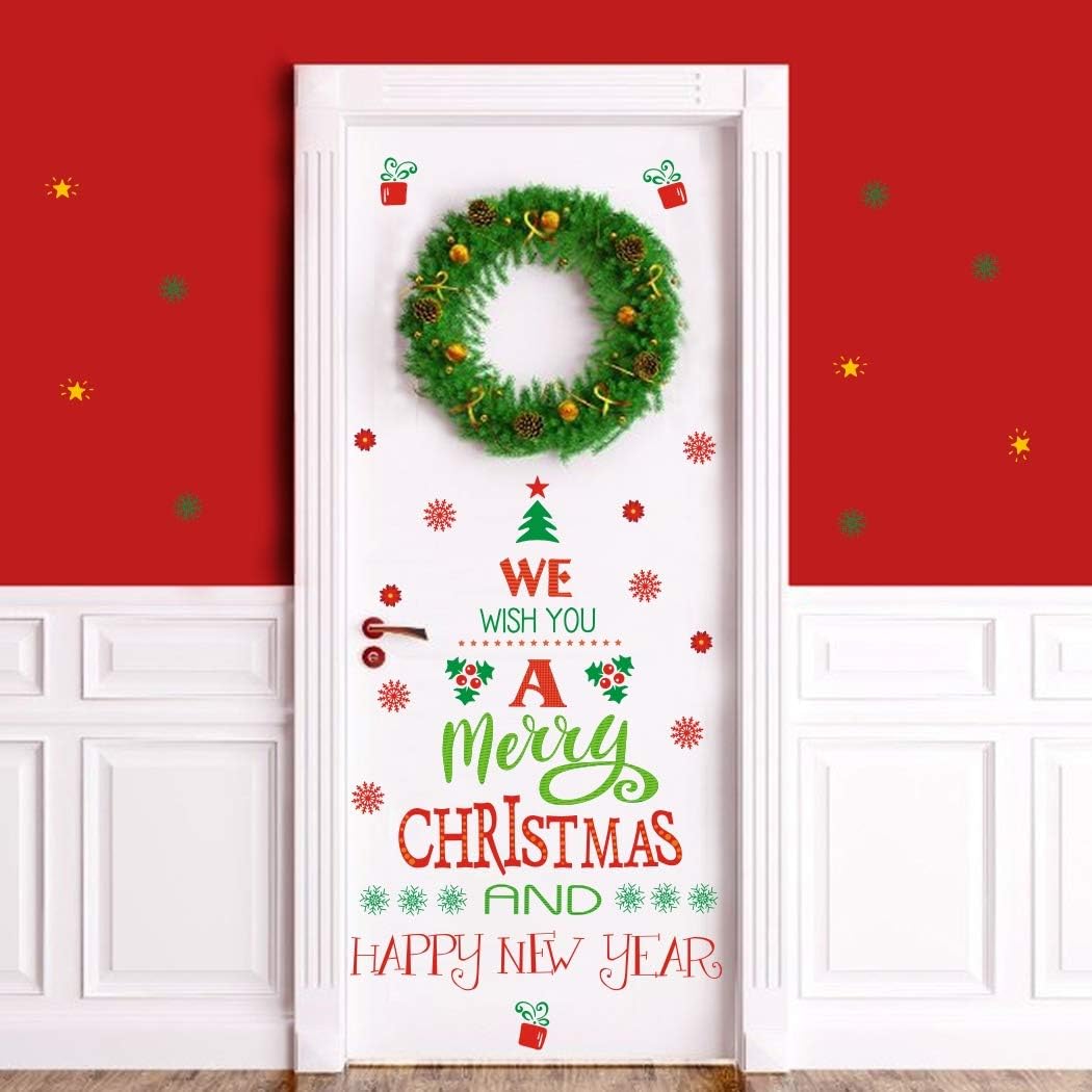 TOARTi Merry Christmas Wall Decals - Happy New Year Quotes & Snowflake Stickers for Festive Decor