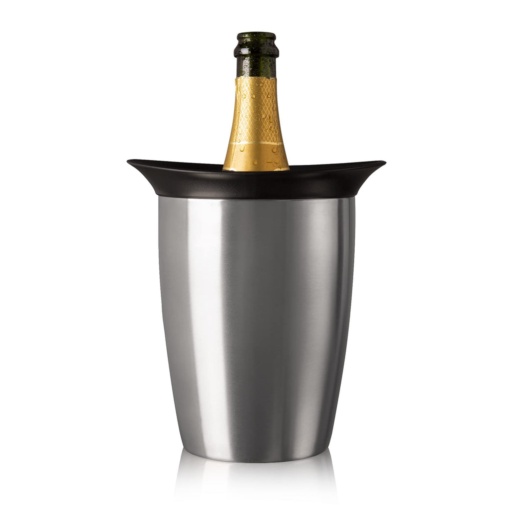 Vacu Vin Champagne Cooler – Stainless Steel Active Bottle Chiller – Includes Removable Cooling Sleeve – Keeps Champagne Cold for Hours – Stylish & Reusable Ice-Free Tabletop Cooler
