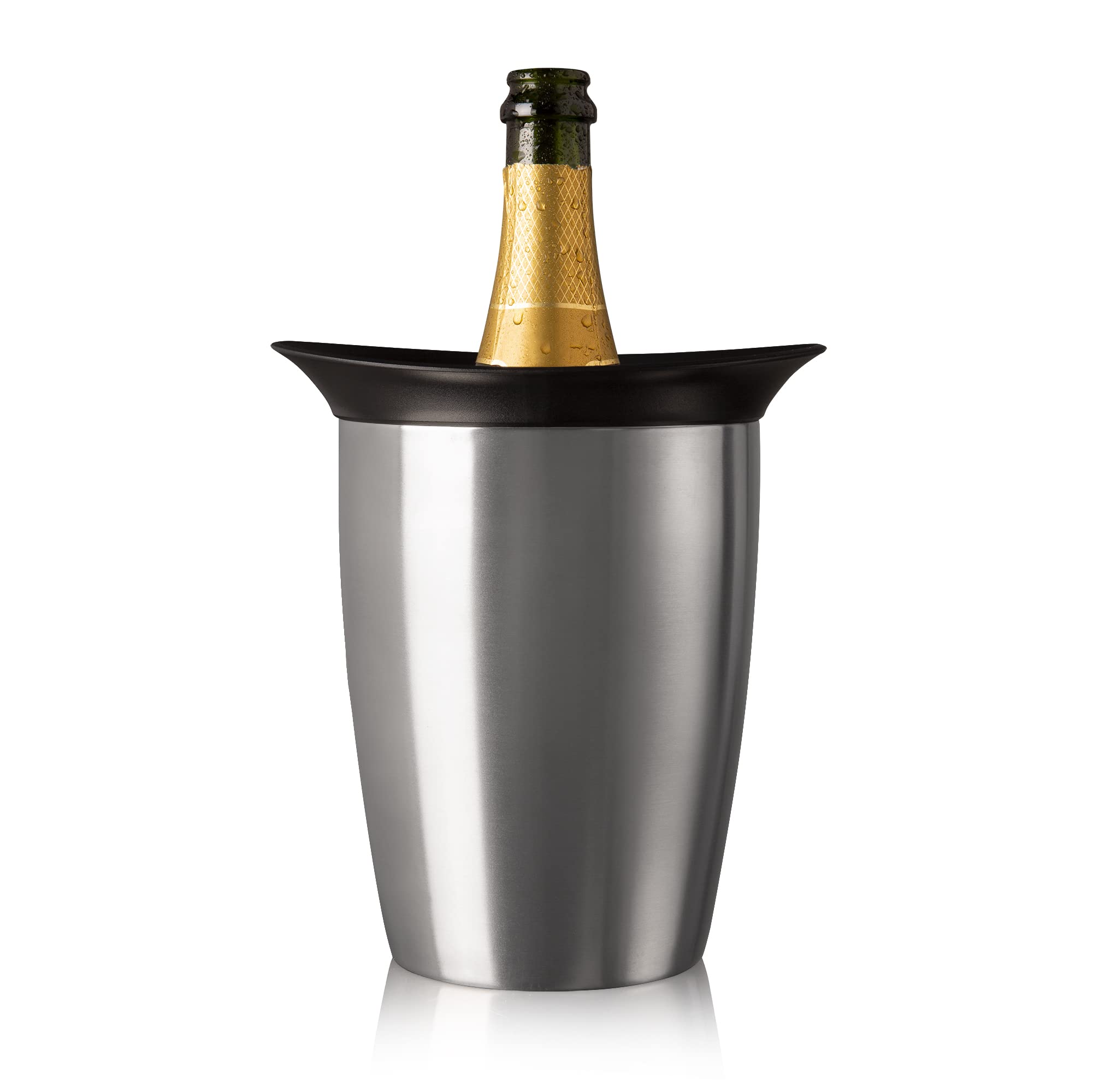 Vacu Vin Champagne Cooler – Stainless Steel Active Bottle Chiller – Includes Removable Cooling Sleeve – Keeps Champagne Cold for Hours – Stylish & Reusable Ice-Free Tabletop Cooler