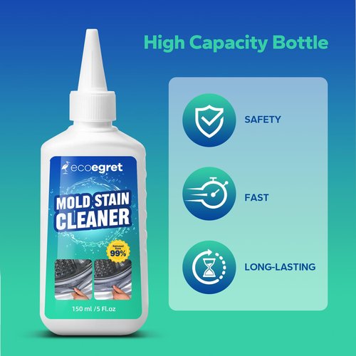 EcoEgret Mold Stain Remover Gel (5 Fl Oz), Multifunctional Mold Stain Remover, Heavy Duty Stain Gel Cleaner for Front Loader Washing Machine Seal, Bathroom Grout, Shower, Caulk