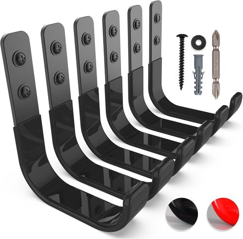 Heavy Duty Garage Hooks by [Brand Name] - 6 Pack 4-Inch Wall Mount Utility Tool Organizers | 55 lbs Capacity