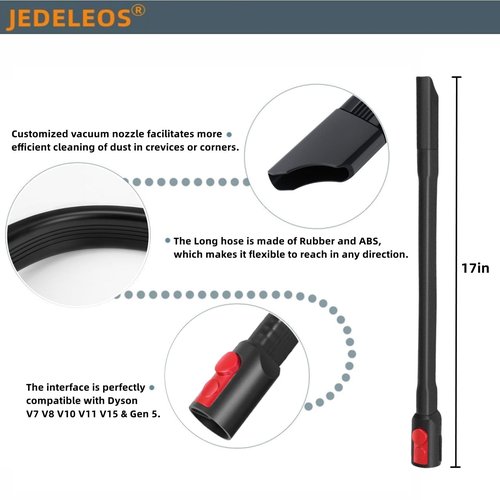 JEDELEOS Flexible Crevice Tool for Dyson V7 V8 V10 V11 V12 V15 V15s Gen 5 Vacuum Cleaner, 22 Inch Dryer Lint Attachment Kit for Corners and Gaps Cleaning