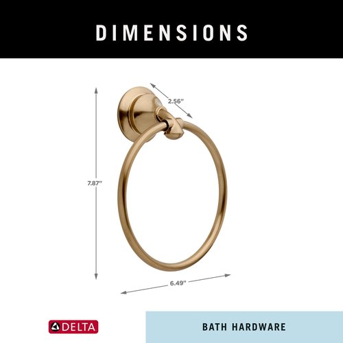 Delta Linden (1-Pack) Hand Towel Holder Champagne Bronze Towel Racks for Bathroom Wall Round Towel Ring Holder for Bath Towel Hanger for Kitchen, Bathroom Accessories 79446-CZ