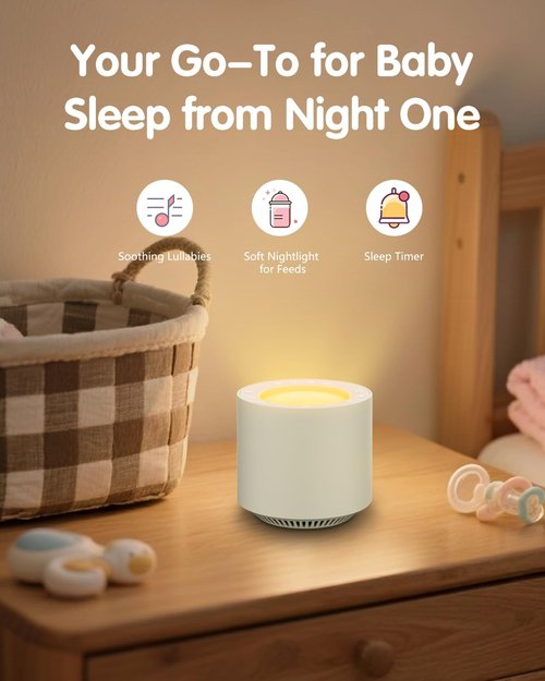 **White Noise Sound Machine - Red Light Therapy with 38 Soothing Sounds & Dimmable Night Light for Sleep**