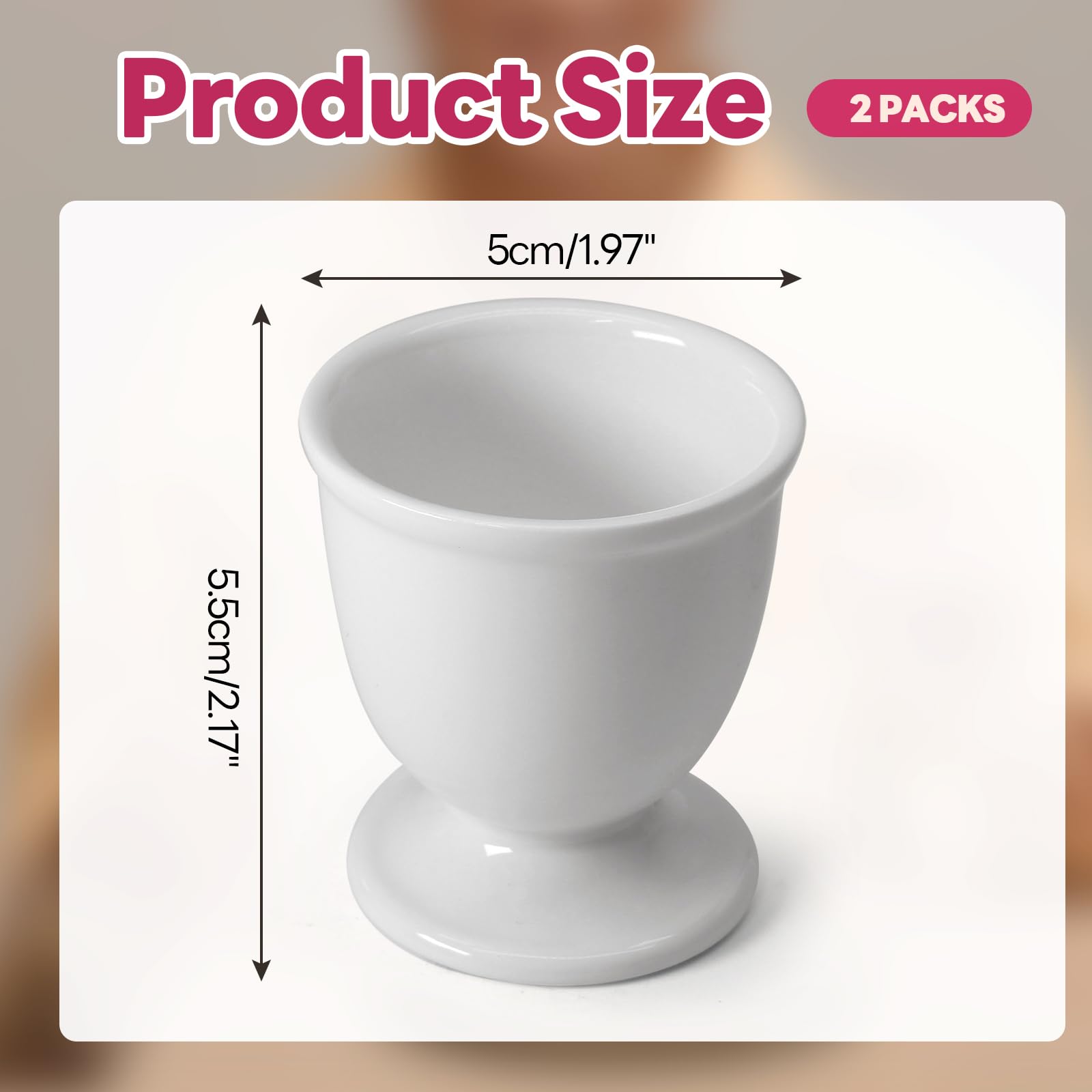 vibedor 2 Pcs Ceramic Egg Stand Holders, Porcelain Egg Holders White Egg Cups for Soft Boiled Eggs in Kitchen, Restaurant for Breakfast and Party Dinning