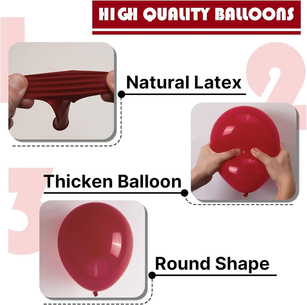 PartyWoo Burgundy Balloons - 50pcs 5-Inch Dark Chestnut Red Balloons for Graduation & Events