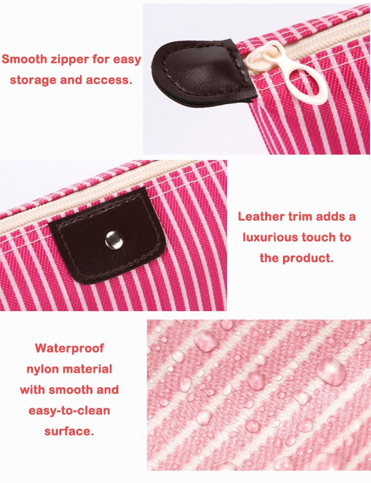 THTAJ 2 Pack Waterproof Nylon Travel Makeup Bag and Toiletry Pouch
