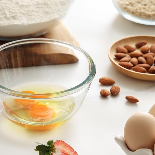 Cuiselect Glass Mixing Bowls Set - 5-Piece Nesting Bowls with Lids | Dishwasher, Microwave & Freezer Safe