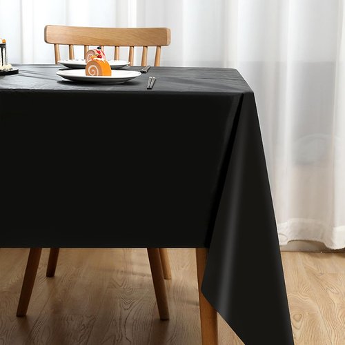 Black Plastic Tablecloth by [Brand Name] - 54" x 108" Rectangular Disposable Cover for Parties & Events