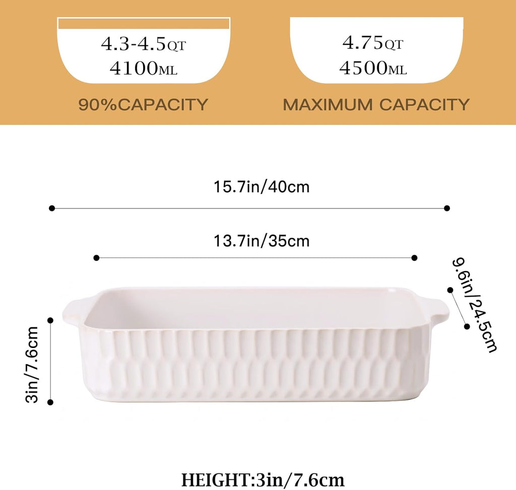Regine Switzerland 4.7QT Casserole Dish - Large 9x13” Ceramic Lasagna Pan with Handles | Perfect for Baking and Gifts