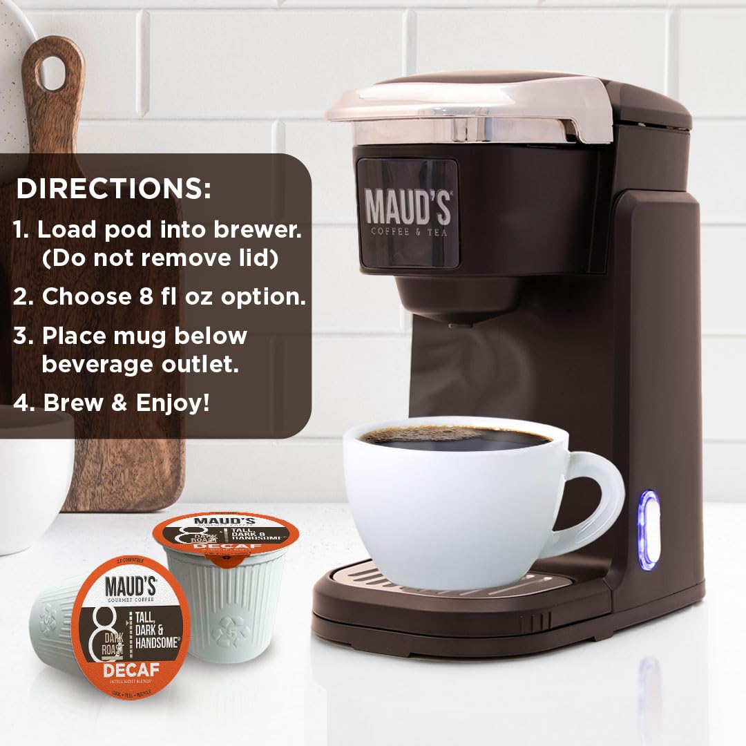 Maud's Decaf Dark Roast Coffee Pods - 100% Arabica, 100 Count, Compatible with Keurig K Cups