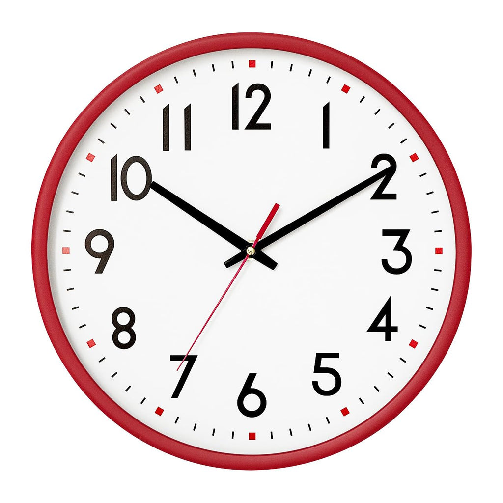 HZDHCLH Wall Clock Red,Silent Wall Clocks Battery Operated 8 Inch Modern Non Ticking Analog Clock Decorative for Kitchen Bedroom Living Room Office Classroom