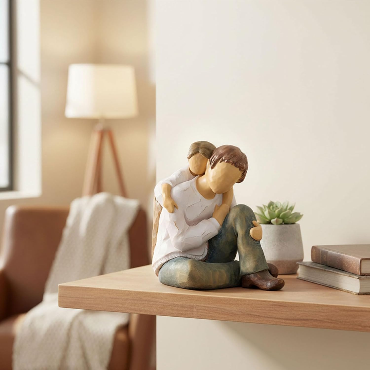 NAN ZAI NAN FANG Father Daughter Figurine - Personalized Resin Sculpture | 4.7" Hand-Painted Gift for Dad