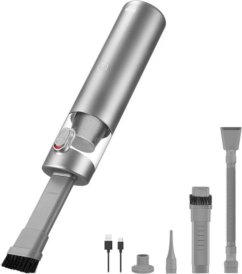 Brigii Mini Handheld Vacuum - Cordless 3-in-1 Car Vacuum, Air Duster & Hand Pump | Portable Rechargeable Cleaner with Crevice Nozzles