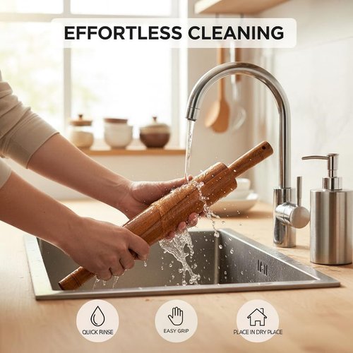 Classic Wooden Rolling Pin - 18-Inch Hardwood Dough Roller for Pizza, Pie, Pastry & Cookies