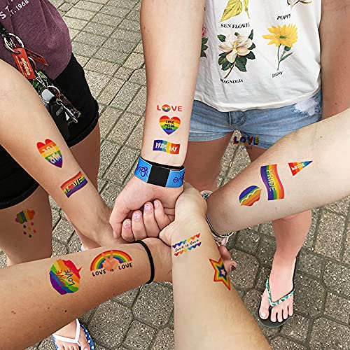 Rainbow Temporary Tattoos 10 Sheets Pride Parade Body Art Stickers