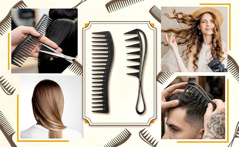 Shimmeroo 2-Pack Wide Tooth Comb Set for Curly and Wet Hair