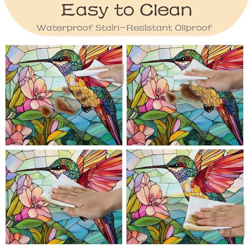 Hummingbird Round Fitted Tablecloth for 45-56" Tables - Waterproof, Elastic Table Cover for Indoor & Outdoor Use