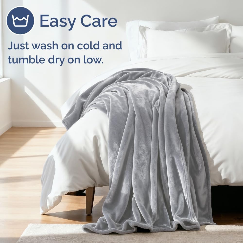 Ultra Soft Fleece Blanket | Queen Size Flannel Luxury - Lightweight, Warm & Breathable Grey Bedding