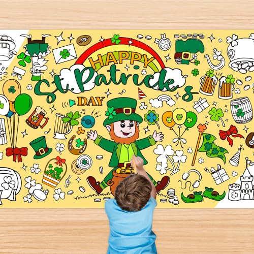 St. Patrick's Day Coloring Tablecloth for Kids - 72" x 30"