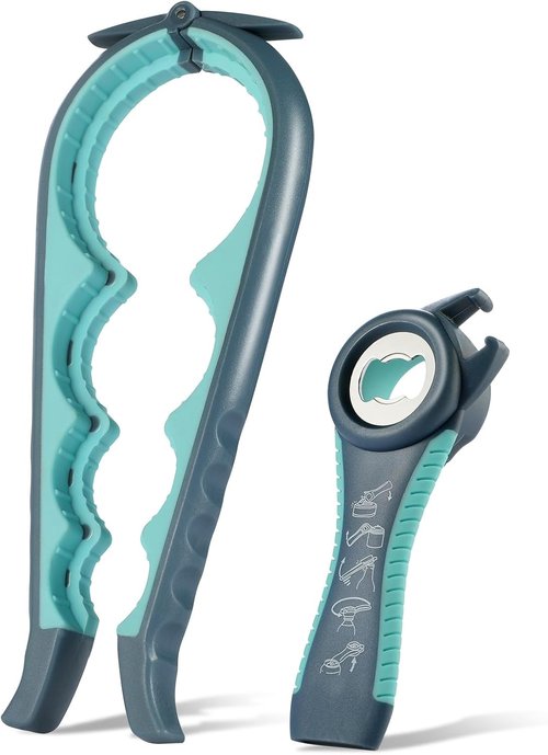 Jar Opener by [Brand Name] - 5-in-1 Multi-Function Can Opener with Ergonomic Non-Slip Handle | Ideal Kitchen Tool for Seniors and Arthritis Relief - Blue
