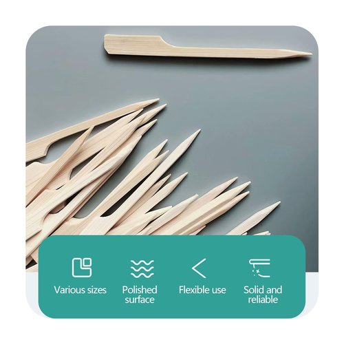 100-Pack Bamboo Paddle Picks – Wooden Skewers for Cocktails, Appetizers, Fruit, Sandwiches, and BBQ Snacks – Available in 3.5" / 4.7" / 7" / 10" (7 inch)