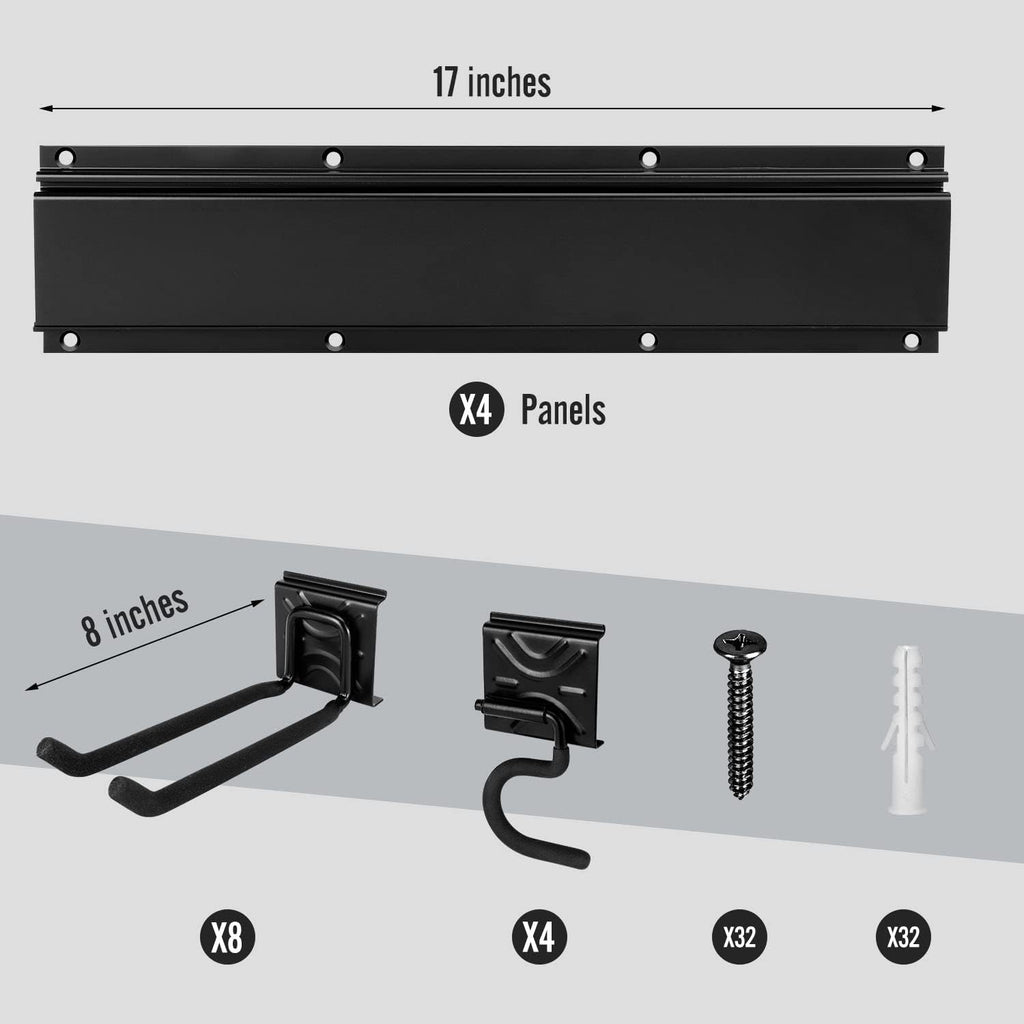 SMARTOLOGY Heavy-Duty Steel Garage Tool Storage Rack - 150 lbs Capacity | Weather-Resistant Wall Mount Organizer for Shovels, Rakes & Ladders