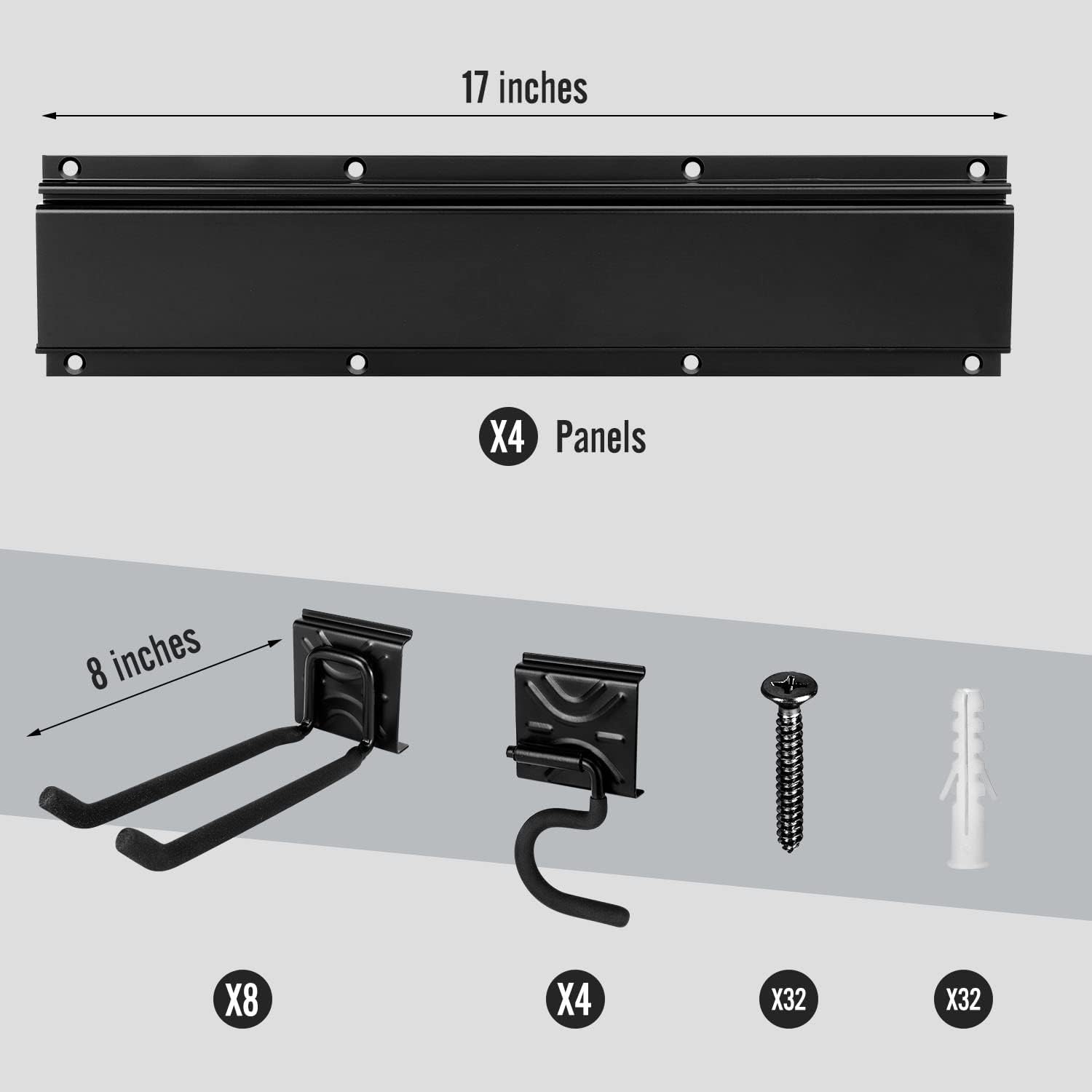 SMARTOLOGY Heavy-Duty Steel Garage Tool Storage Rack - 150 lbs Capacity | Weather-Resistant Wall Mount Organizer for Shovels, Rakes & Ladders