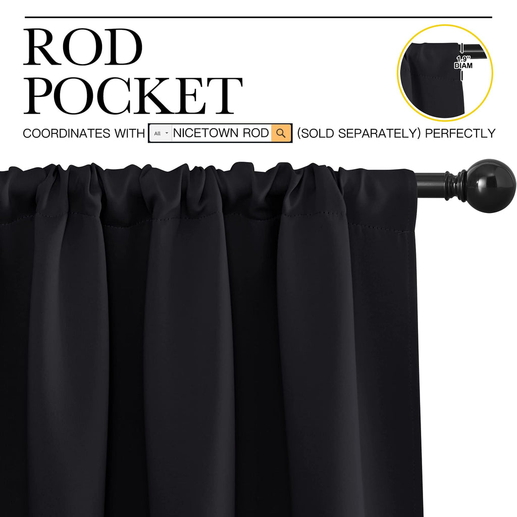 NICETOWN Short Curtains 36 inches Long, Black Out RV Bunk Panels, Kitchen Window Curtains Over Sink, Thermal Insulating Blackout Drapes/Draperies for Small Window (2 Panels, 42 inches Wide)