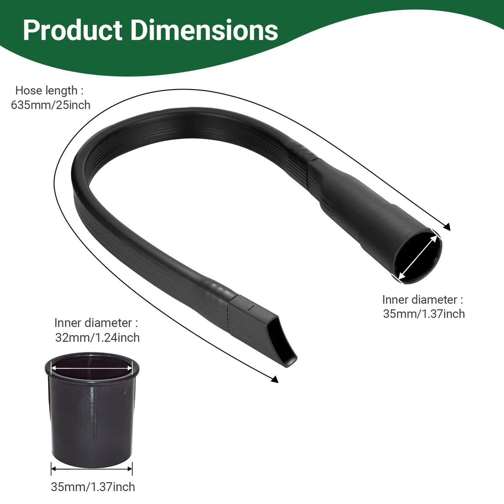 EZ SPARES Flexible Crevice Cleaning Tool 25inch Replacement,Vacuum Hoses Accepting 1-1/4",1-3/8" Attachment for Home Car Detailing Removable Brush Head Univeral,Deep Reach Precision Cleaning
