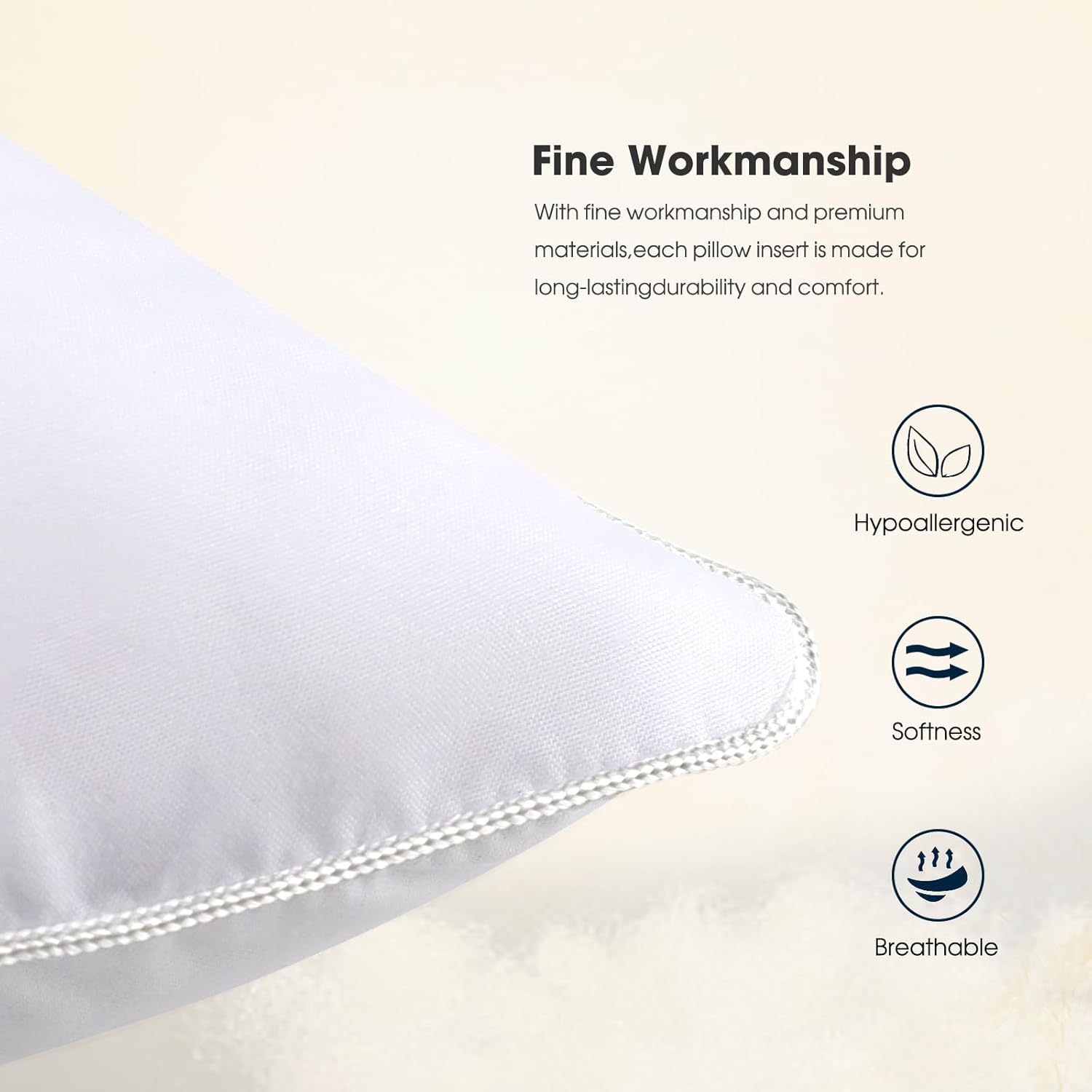 WINGLAM Throw Pillow Inserts - Hypoallergenic Decorative Stuffer Pillows, 30x30 Inches, Ultra Soft White