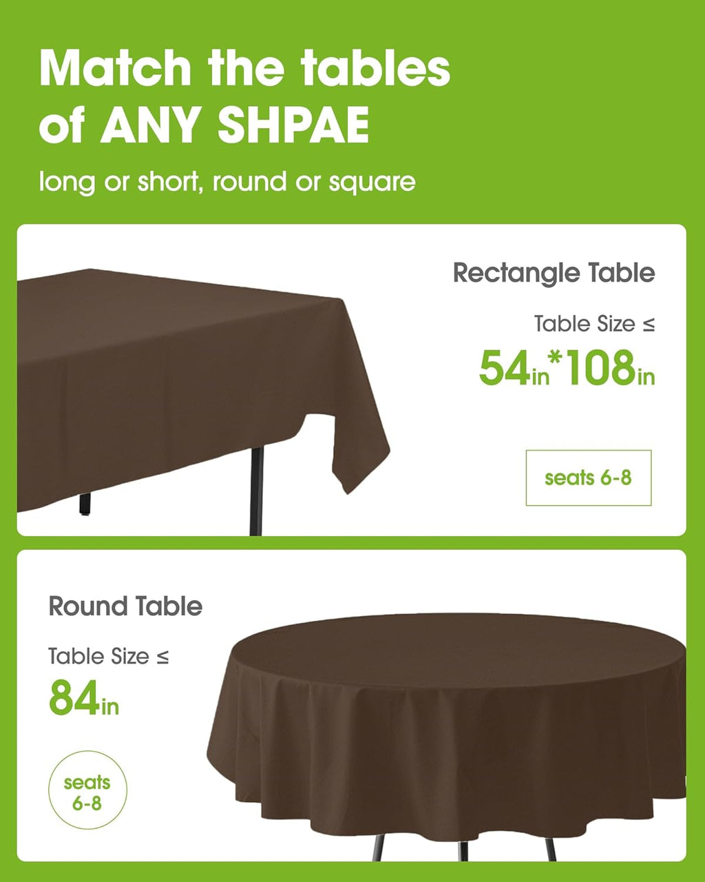 Pureegg Disposable Plastic Table Cloths - 10 Pack, 54 x 108 Inch, Sturdy & Leakproof for Fall Parties