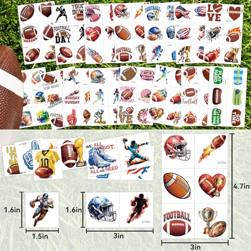 Football Temporary Tattoos for Kids - 108 Pcs Sports Party Favors