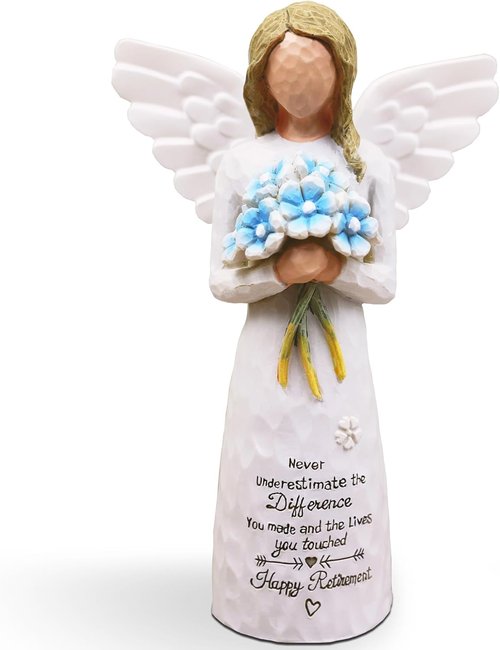 AUKEST Retirement Gifts for Women - 5.1” Blue Angel Figurine | Perfect Happy Retirement Decoration