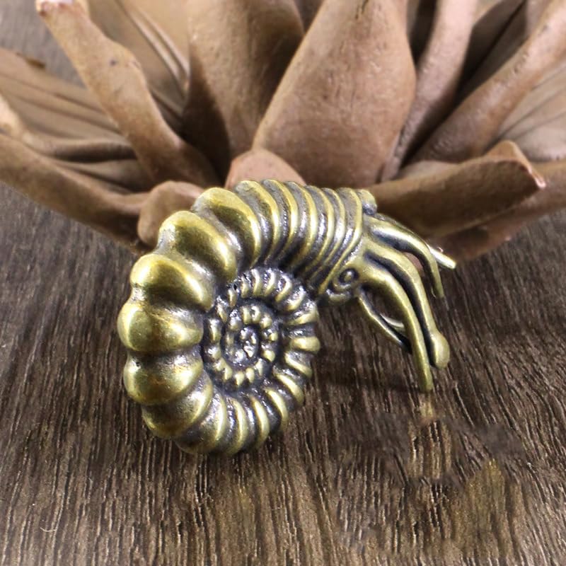3-Piece Antique Brass Crab & Nautilus Ornament Set for Home Decor