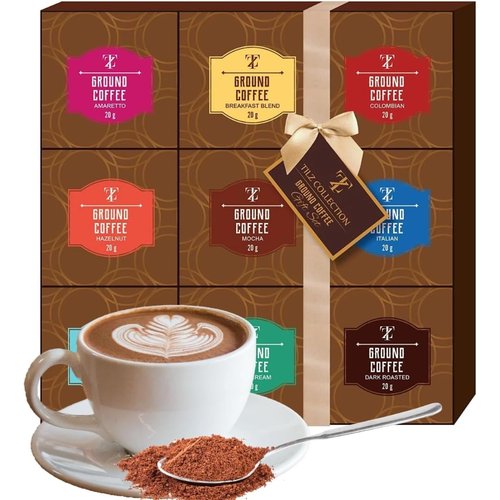 Gourmet Coffee Gift Set by Coffee Gifts - 9 Ground Coffee Assortments | Perfect for Coffee Lovers