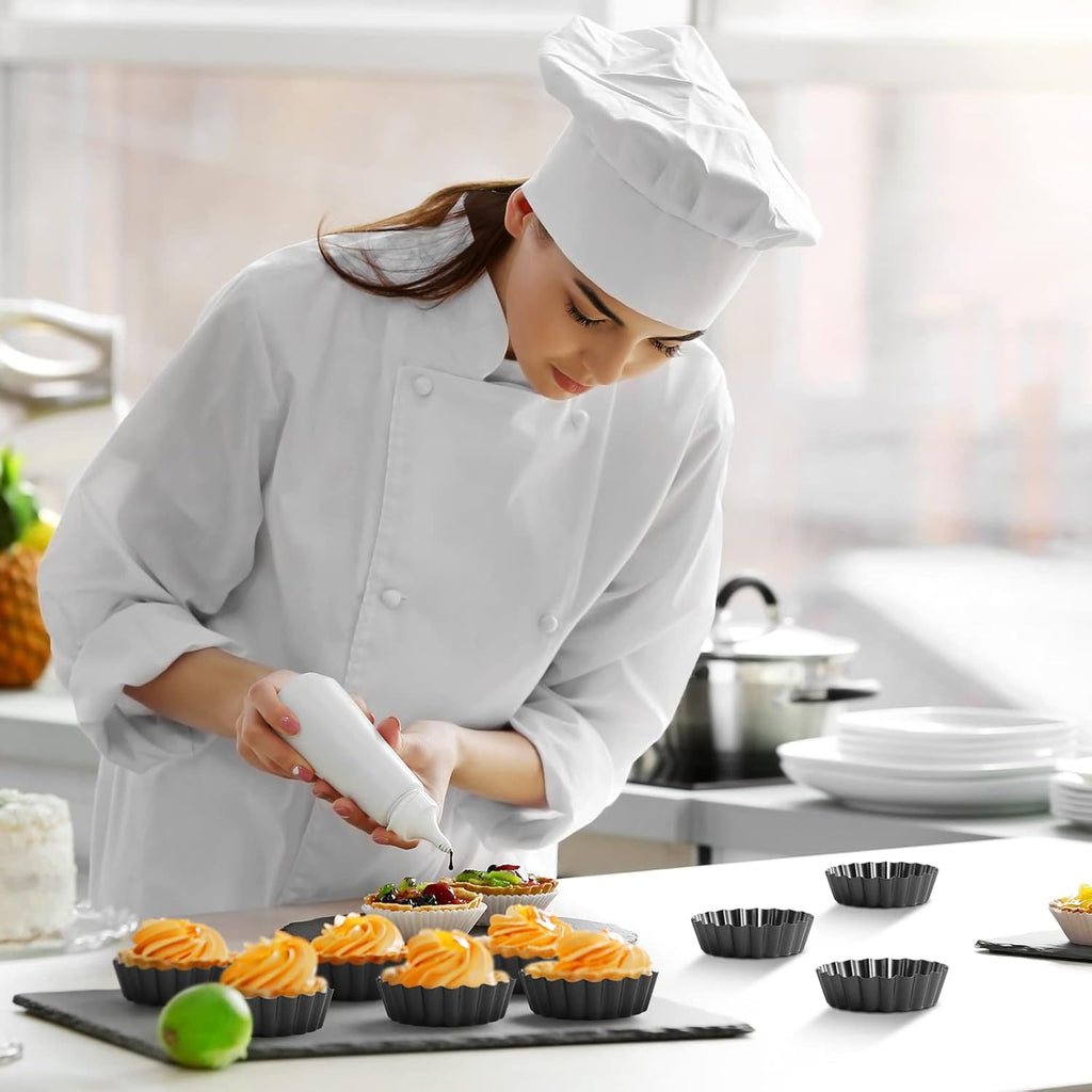 Tessco Mini Tart Pans - 16-Piece Nonstick Bakeware Set with Removable Bottoms | 3-Inch Fluted Design