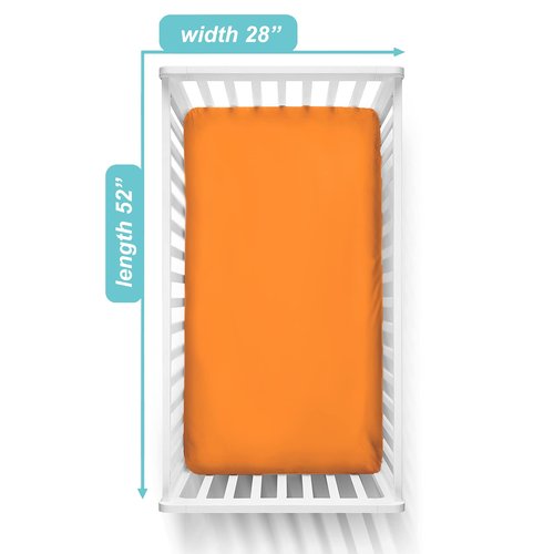 American Baby Company Supreme 100% Natural Cotton Jersey Knit Fitted Crib Sheet for Standard Crib and Toddler Mattresses, Orange, Soft Breathable, for Boys and Girls, 28x52x9 Inch (Pack of 1)