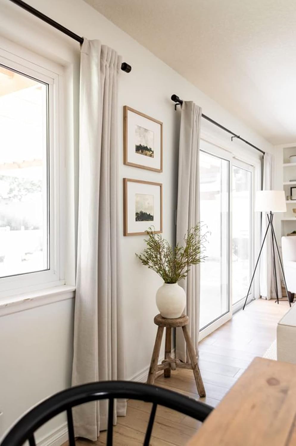 Skiennix 100% Blackout Linen Curtains - Thermal Insulated Drapes for Bedroom | 2 Panels, 50" W x 108" L, Cream