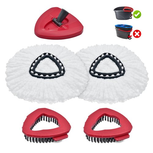 Mop Replace Head for O Cedar, Mop Heads Replacements for Ocedar, Spin Mop Replacement Head for Ocedar Easy Wring 1 Tank System, Include 2 Pack Spin Mop Refills & 2 Scrubber Mop Head & 1 Pack Mop Base