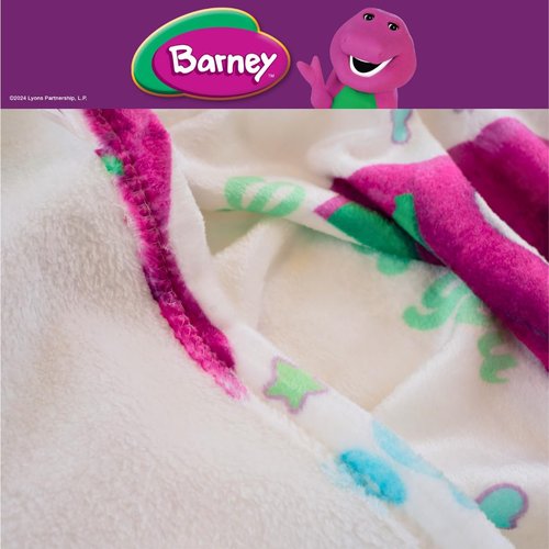 Franco Collectibles Barney Heart Retro Bedding Super Soft Cozy Plush Throw, 46 in x 60 in, (Officially Licensed Product)